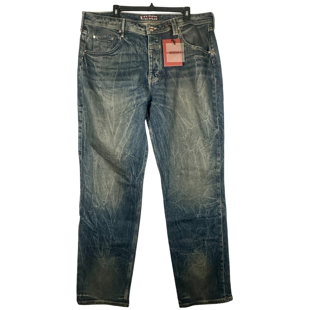 Vayder Prescott Straight Fit Jeans‎ Blue Distressed Mens 38 V003L70-0077 New